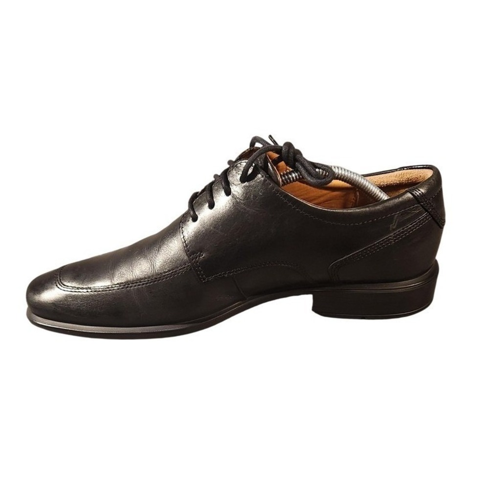 Ecco Shoes Mens Size 9.5 Black Leather Derby Dress Lace Up Comfort Shock Point‎